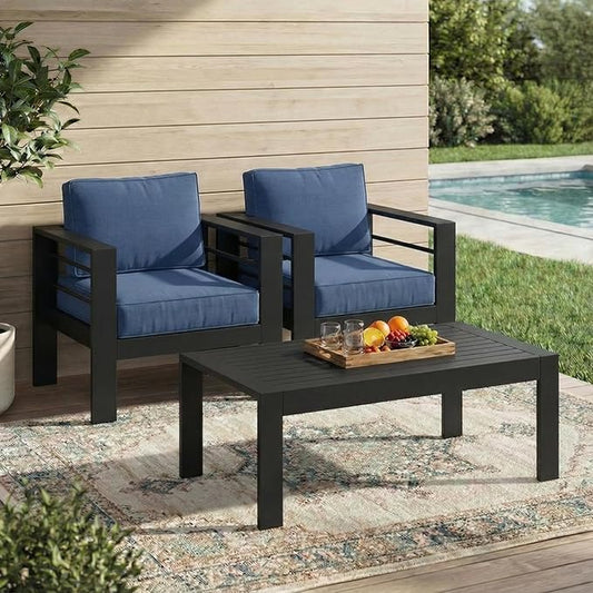Solaste Aluminum Patio Furniture Set for All Weather, Oversized Metal Outdoor Furniture Set with 27.5" Deep Seating and 3.2" Wide Armrest, Outdoor Patio Sofa with 10" Back Suport Cushion
