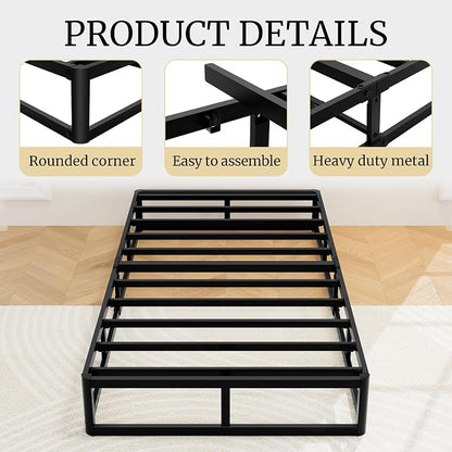 Awesofurni Twin Box Spring, 10 Inch High Profile Twin Box Spring Only, 3000 lbs Heavy Duty Metal Frame Mattress Foundation with Fabric Cover, Easy Assembly-Noise Free