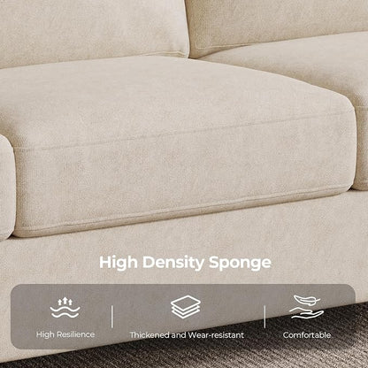 COPIAE 3 Seater Sofa Couch with Deep Seat, 90" Modern Upholstered Sofa with Armrests, Easy Installation, Comfy Couches for Living Room, Apartment, Beige