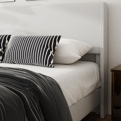 Full Size Bed Frame with Faux Leather Upholstered Headboard, Wear-Resistant, Easy Clean, Mattress Foundation, No Box Spring Required, Easy Assembly, Grey