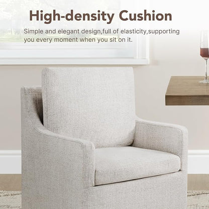 KISLOT Upholstered Dining Chairs Set of 4, Modern Dining Room Chairs with Casters & Washable Cover, Rolling Accent Chair with Hidden Storage for Kitchen, Farmhouse, Living Room, Linen Fabric, 4 Box