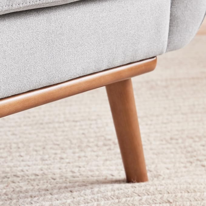 HUIMO Sofa Couch, Mid Century Modern Sofa with Solid Wood Frame, Button Tufted Couch for Bedroom, Living Room, Office, Apartment (Light Grey, 60 inch)