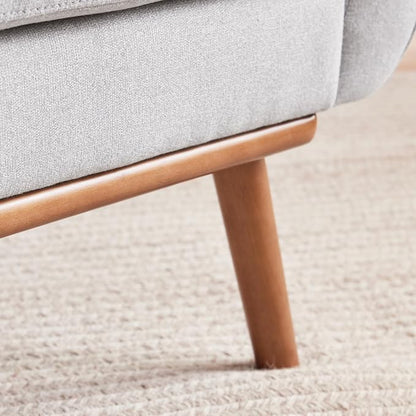 HUIMO Sofa Couch, Mid Century Modern Sofa with Solid Wood Frame, Button Tufted Couch for Bedroom, Living Room, Office, Apartment (Light Grey, 60 inch)