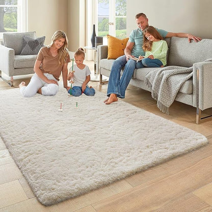 Ophanie 6x9 Area Rugs,Upgrade Non-Slip Fluffy Soft Rugs for Living Room,Large Shag Ivory Fuzzy Plush Rug,Shaggy Big Carpets for Bedroom,Kids Boys Girls Dorm Nursery Decor with Over 99 pcs Pile fibers