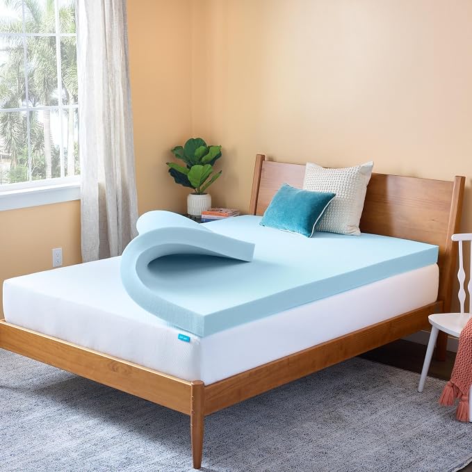 Linenspa Memory Foam Mattress Topper, Queen Size - 4 Inch Gel Infused Memory Foam - Plush Feel - Cooling and Pressure Relieving - CertiPUR Certified