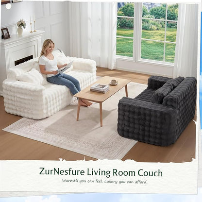 ZurNesfure Sofa Couch Loveseat, Memory Foam Couch with Pillow, Modern Cloud Couch with deep seat and Removable Washable Cover Boneless Sofas for Living Room Bedroom Apartment (Darkgrey,Loveseat)