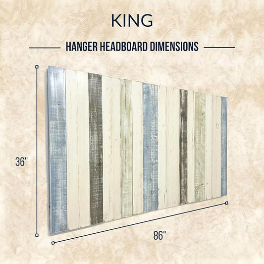 Barn Walls King Headboard Wall-Mounted - Adjustable Floating Backboard for Beds, Bedroom Boardsking, Cabecera de Cama, Split Height, Fullsize Headboards, Farmhouse Bedroom, King Size, Farmhouse Mix