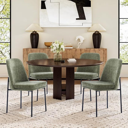 COLAMY Upholstered Dining Chairs Set of 4, Modern Dining Room Chairs with Curved Back and Metal Legs, Dinner Chair Kitchen Chairs for Dining Room and Living Room, Green
