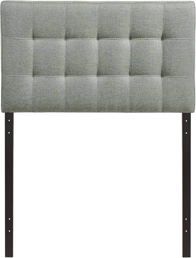 Modway Lily Tufted Linen Fabric Upholstered Twin Headboard in Gray