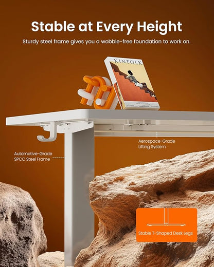 ErGear Height Adjustable Electric Standing Desk, 40 x 24 Inches Sit Stand up Desk, Memory Computer Home Office Desk, White