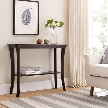 Leick Home Boa Console Table, Solid Wood, Bottom Display Shelf, Narrow Depth, Easy-Assembly, For Living Room/Hallway, Chocolate Cherry, 38.0 in. W x 14.0 in. D x 30.0 in. H, 10332