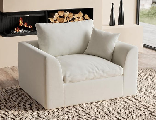 ohllob 48.6" Single Sofa, Small Boneless Couches for Living Room, Cloud Couch for Bedroom, Office, Warm White