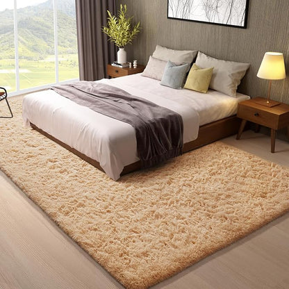 Ophanie 8x10 Beige Area Rugs for Living Room,Large Shag Bedroom Carpet,Big Indoor Thick Soft Shaggy Nursery Rug,Fluffy Carpets for Boy and Girls Room Dorm Decor Aesthetic with Over 99 pcs Pile fibers