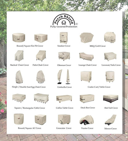 Porch Shield Fire Pit Cover - Waterproof 600D Heavy Duty Fade Resistant Square Patio Fire Pit Table Cover Beige - 50 x 50 inch