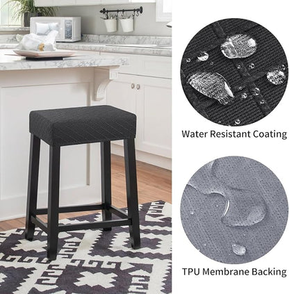 YISUN Stool Covers Rectangle - 2 Pack Stretch Waterproof Saddle Seat Cover Counter Bar Stools Bar Chairs Covers Kitchen Island Chairs Cushion Protector