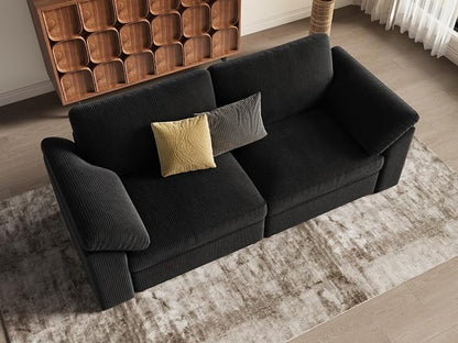 EASE MOOSE Comfty 2 Seat Couch, Modern Deep Seat Sectional Modular for Living Room,Black