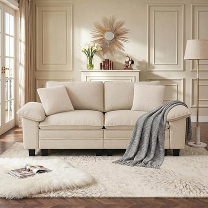 PHI VILLA Indoor Modular Couches Sets, 87.5" Sectional Loveseat Sofa with Upholstered Deep Seat, 2-Seater Comfy Couches for Living Room Bedroom, Chenille Fabric, Beige