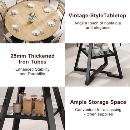 Jocoevol 51'' Round Dining Table for 6,Kitchen Dining Room Circle Dinner Pedestal Table,Space Saving Wood Kitchen & Dining Room Furniture (Natual Wood, 51In)