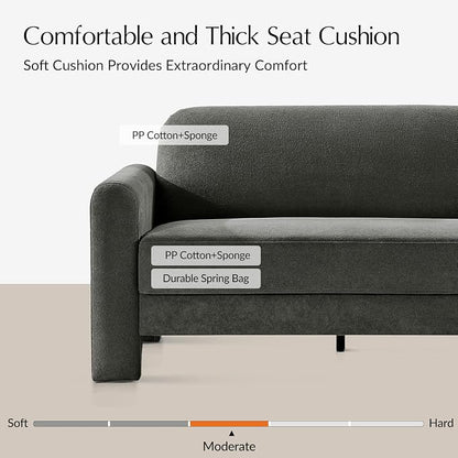 HULALA HOME 60" Modern Curved Loveseat Sofa, Comfy Chenille Couch Small Love Seat with Wrapped Armrests, 2 Seater Sofa for Living Room, Easy Assembly, Grey
