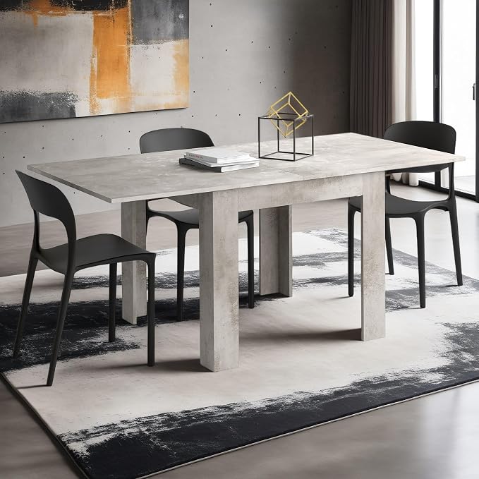 Mobili Fiver, Square extendable Dining Table, Eldorado, 35.4(70.9) x35.4 in, White Ash, for 4-8 People, Expandable Dining Table for Kitchen, Italian Furniture