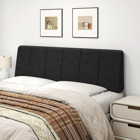 Queen Size Headboard Only-No Assembly, Upholstered Headboard Queen Size Linen Fabric Modern Style Headboards Extra-Thick, Black