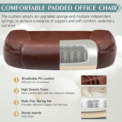 Leather Office Chair, PU Home Computer Desk Chairs with Ergonomic Back Support, 360°Swivel Free，Small Gaming Chair with Wheels and Adjustable Armrests, for Short People Use