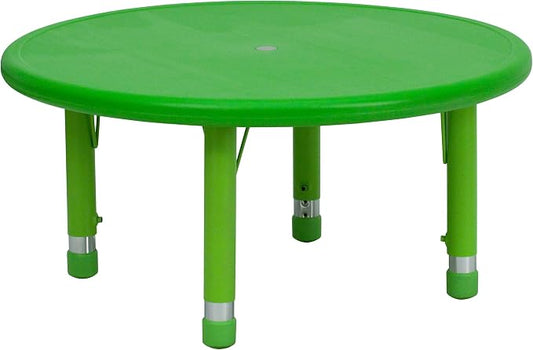 BizChair 33" Round Green Plastic Height Adjustable Activity Table