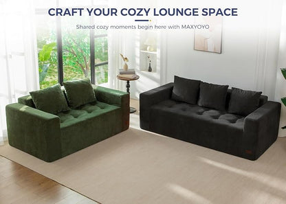 MAXYOYO Modular Sofa Couch, 75" Oversized Loveseat Boneless Cloud Couch with Deep Seat, Chenille Upholstered Living Room Comfy Sofa Chair for Living Room, No Assembly Required, Black