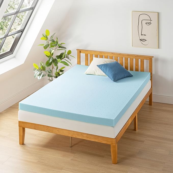 Best Price Mattress 4 Inch Ventilated Memory Foam Mattress Topper, Cooling Gel Infusion, CertiPUR-US Certified, Dorm Essentials, King