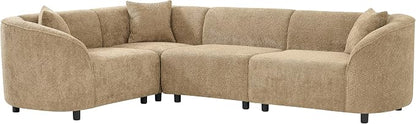 Merax 104" L-Shaped Curved Sofa, Comfy Upholstered Sectional Couch with Extra Deep Seats, Boucle Sofa for Living Room Apartment Office, Camel