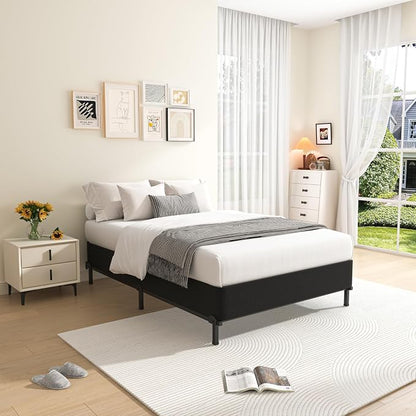 MAF 7 Inch Twin Box Spring, High Profile Box Spring Twin Size 3500 lbs Black Heavy Duty Metal Mattress Foundation with Easy Clean Fabric Cover, Easy Assembly