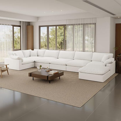 Cloud Modular Sectional Sofa,Oversize Down Filled Sofa 6 Seat with Chaise,Minimalist Sofa Cover Washable and Replaceable Couches for Living Room,Sectional Sofa Deep Seat