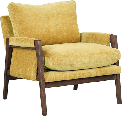 Roundhill Furniture Kelly Mid-Century Modern Accent Armchair, Yellow