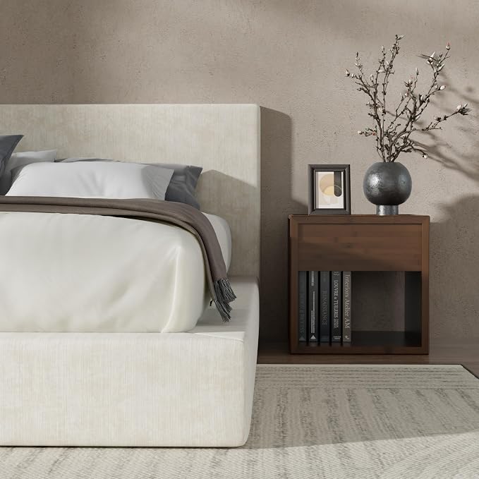 RECCI AirFrame California King Bed Frame with Headboard, Cloud Upholstered Platform Bed Frame, 5 Inch Foam Cushioned, No Box Spring, Easy Assembly(Beige Chenille)