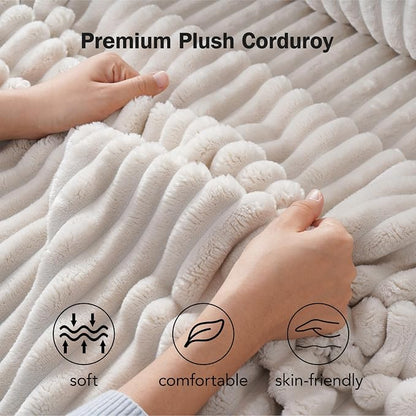 Sunny Heart 101" Plush Corduroy L Shaped Sectional Sleeper Sofa Bed with Pull Out Bed, Reclining Backrest, Reversible Storage Chaise, USB Ports, Cup Holders, Tool Free Assembly, Beige