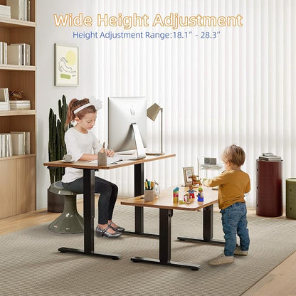 YIHAYO Low Height Adjustable Desk, Lifts 18.1-28.3 Inches, Electric Standing Desk for Short People, 40 x 24 Inches Computer Table with Splice Board for Home Office, Rustic Brown