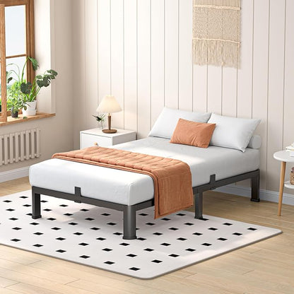 VIPSHOW 7 Inch Twin Heavy Duty 3500 lbs Bed Frame with Round-Corner Legs & Anti-Squeak Design – Quick Assembly Metal Platform, No Box Spring Needed