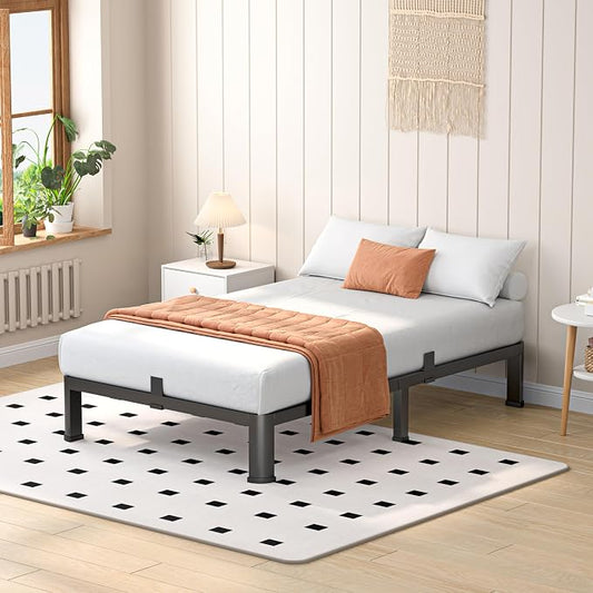VIPSHOW 7 Inch Twin Heavy Duty 3500 lbs Bed Frame with Round-Corner Legs & Anti-Squeak Design – Quick Assembly Metal Platform, No Box Spring Needed
