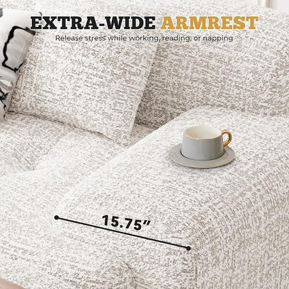 122" Modern L Shaped Modular Sectional Sofa, Boneless Couches for Living Room with Ottoman,4 Seater Convertible Chenille Cloud Couch Sofa Set, No Assembly Required, Beige 1 PCS