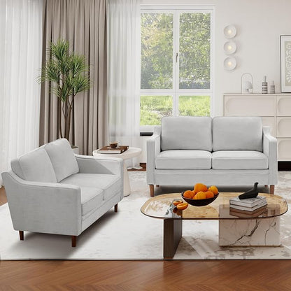 Kingfun 60" Chenille Sofa, Loveseat Couch, Mid Century Modern Love Seat Couches with Solid Wood Frame for Living Room Bedroom