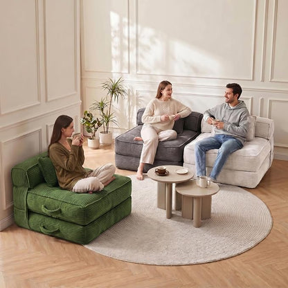 Folding Sofa Bed, Convertible Sleeper Chair with Pillow Foldable Mattress with Back Support, Portable Fold Out Chair Bed Comfy Floor Couch Lounge for Living Room Bedroom Apartment Single