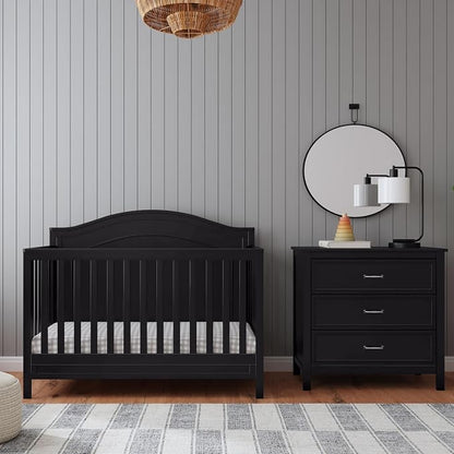 Davinci Charlie 4-in-1 Convertible Crib, GREENGUARD Certified, Ebony | Converts to Toddler Bed, Daybed, Full-Size Bed, 4 Adjustable Mattress Heights, Conversion Kits Sold Separately, Easy Assembly