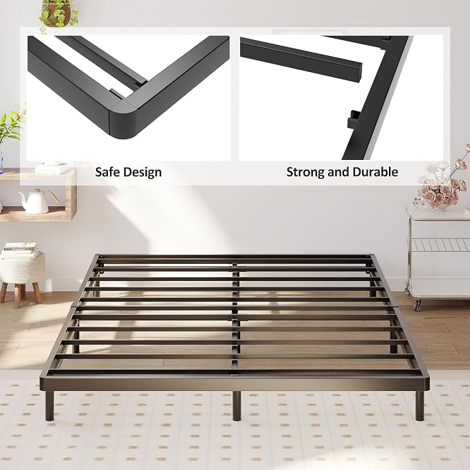 Upcanso Full Size Box Spring Bed Base 2 Inch, Low Profile Metal Boxspring Full Size Bunkie Board 2 Inch, 3000 Lbs Max Weight Capacity Mattress Foundation, Noise-Free, Easy Assembly