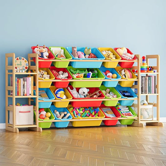 SpaceAid Toy Storage Organizer with 6 Shelves and 20 Bins, Toy Organizers Storage Bookshelf, Kids Bin Shelf Toys Box Bookcase for Bedroom Playroom Organization Room Decor, Multi-Colored