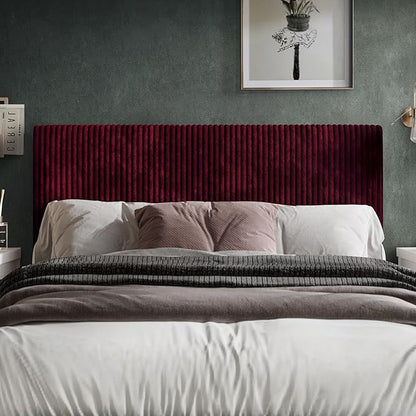 Twin Corduroy Velvet Upholstered Adjustable Headboard, Red