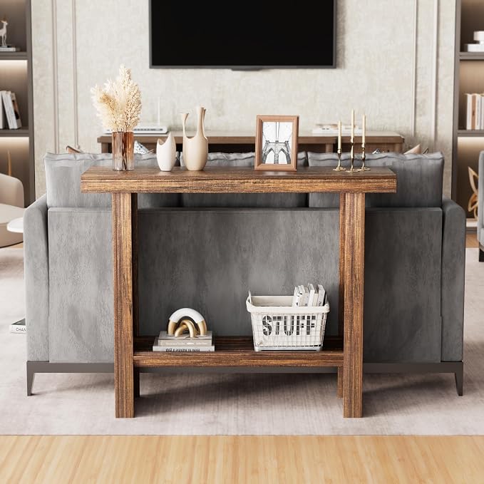 LIFECHOVY Farmhouse Wood Entryway Table Narrow Console Tables with Storage Behind The Couch Sofa, Entrance Side Table for Hallway, Living Room, Foyer, Rustic Brown