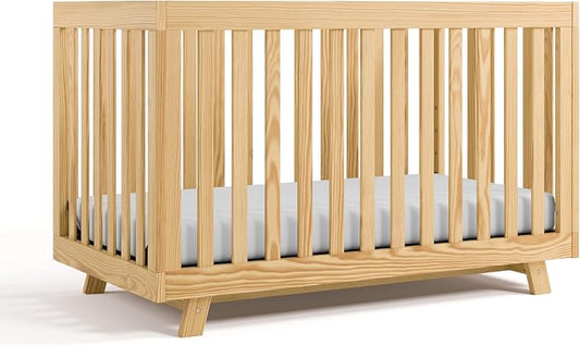 Storkcraft Beckett 3-in-1 Convertible Crib – GREENGUARD Gold Certified, Fits Standard Crib Mattress, Converts to Toddler Bed and Daybed, 4 Mattress Heights, Grow-with-Me Design (Natural)
