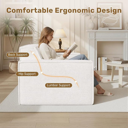 Luxanimarion 77'' Modern Small Loveseat, No Assembly Required Cloud Sofa Cloud Sofa Boneless Couches with 2 pcs Pillows for Living Room, Apartment(Polar Fleece-Beige)