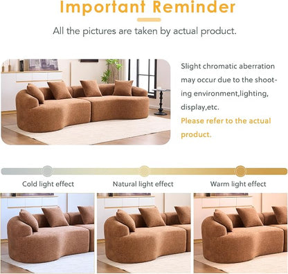 110.2" Curved Sectional Sofa,Luxury Wood Grain Chenille Fabric, Oversized Sectional Sofa,Compression Curved Couch for Living Room,No Assembly Needed (Caramel, 110.2 Inch)