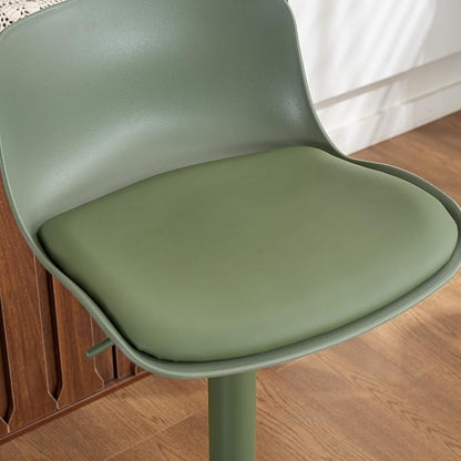Kidol & Shellder Bar Stools Set of 4 Olive Green Adjustable Swivel Counter Height Stools, Modern PU Leather Upholstered with Back Solid Color Barstools for Kitchen Island